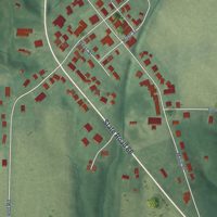 Second close-up of the map of Wadesville, Indiana print showing more streets and buildings