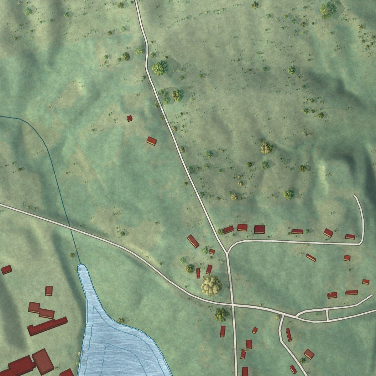 Second close-up of the map of Wadley, Alabama print showing more streets and buildings
