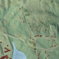 Second close-up of the map of Wadley, Alabama print showing more streets and buildings