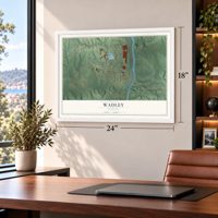 Wadley, Alabama map, 18 x 24 inch print in a white frame in a home office
