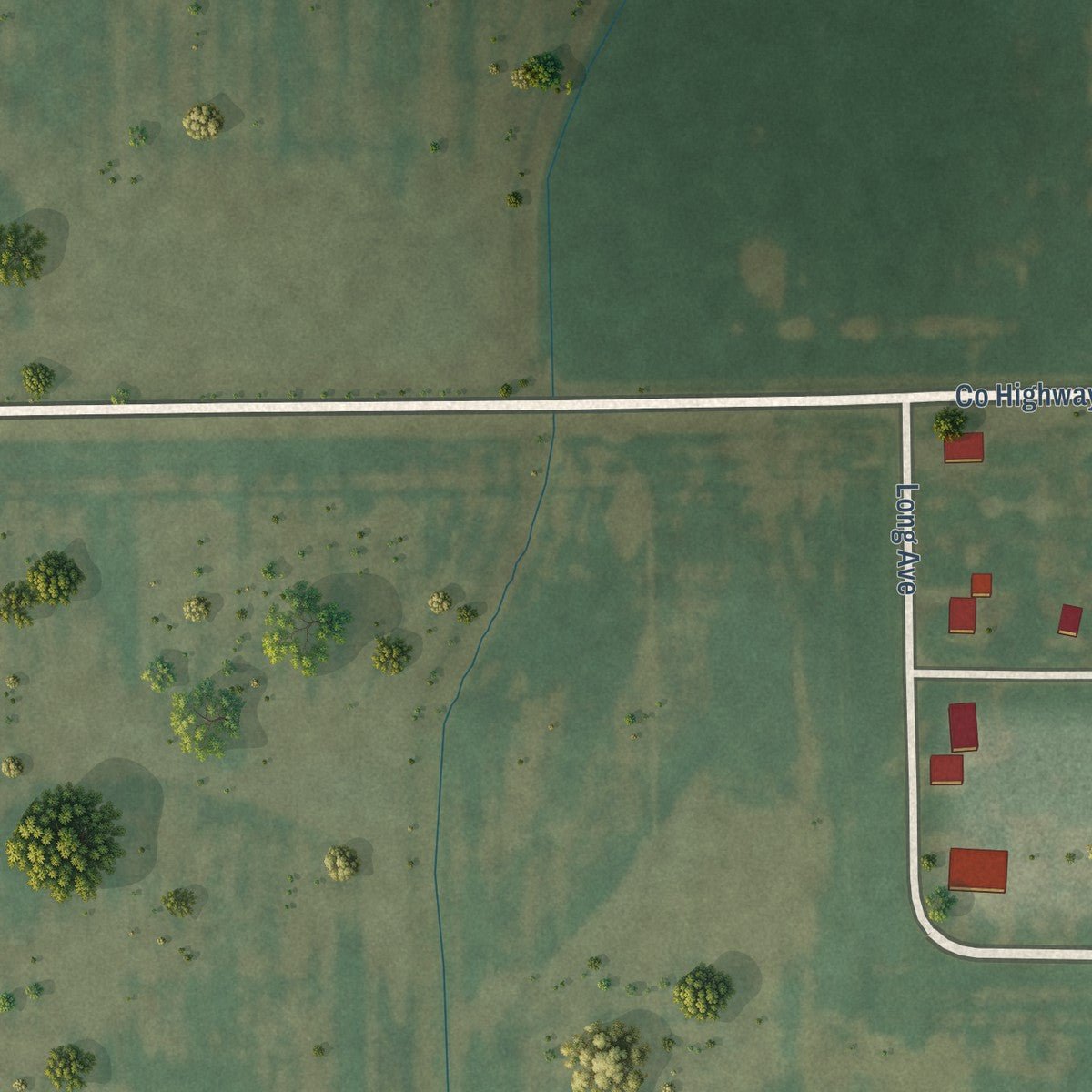 Second close-up of the map of Waggoner, Illinois print showing more streets and buildings