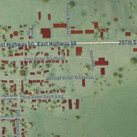 Second close-up of the map of Wagner, South Dakota print showing more streets and buildings