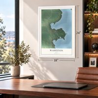 Wahpeton, Iowa map, 18 x 24 inch print in a white frame in a home office