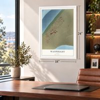 Wainwright, Alaska map, 18 x 24 inch print in a white frame in a home office
