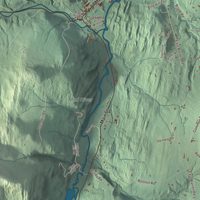 Close-up of the map of Waitsfield, Vermont print showing terrain and local geography