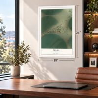 Waka, Texas map, 18 x 24 inch print in a white frame in a home office