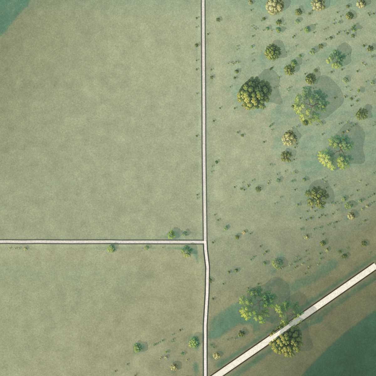 Second close-up of the map of Waka, Texas print showing more streets and buildings