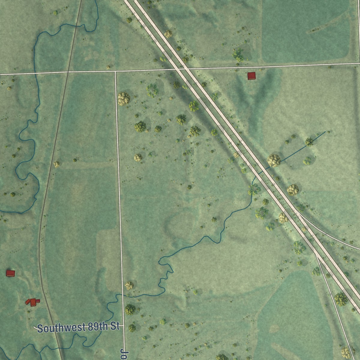Second close-up of the map of Wakarusa, Kansas print showing more streets and buildings