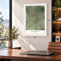 WaKeeney, Kansas map, 18 x 24 inch print in a white frame in a home office