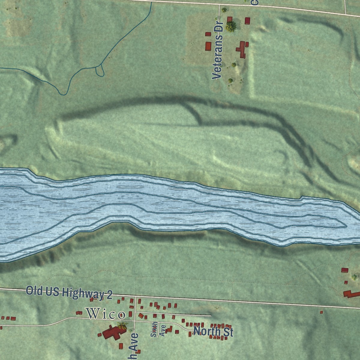 Second close-up of the map of Wakefield, Michigan print showing more streets and buildings