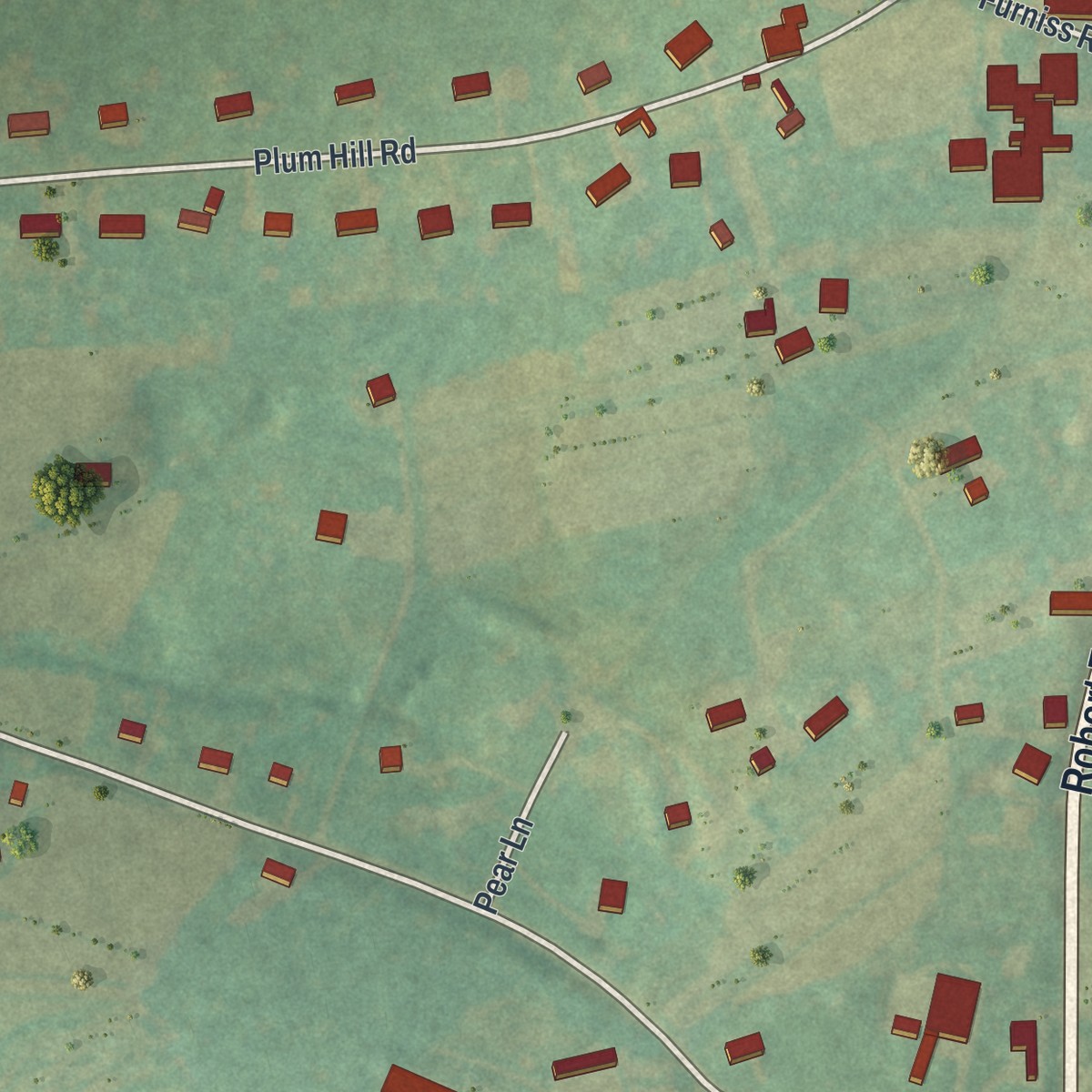 Second close-up of the map of Wakefield, Pennsylvania print showing more streets and buildings