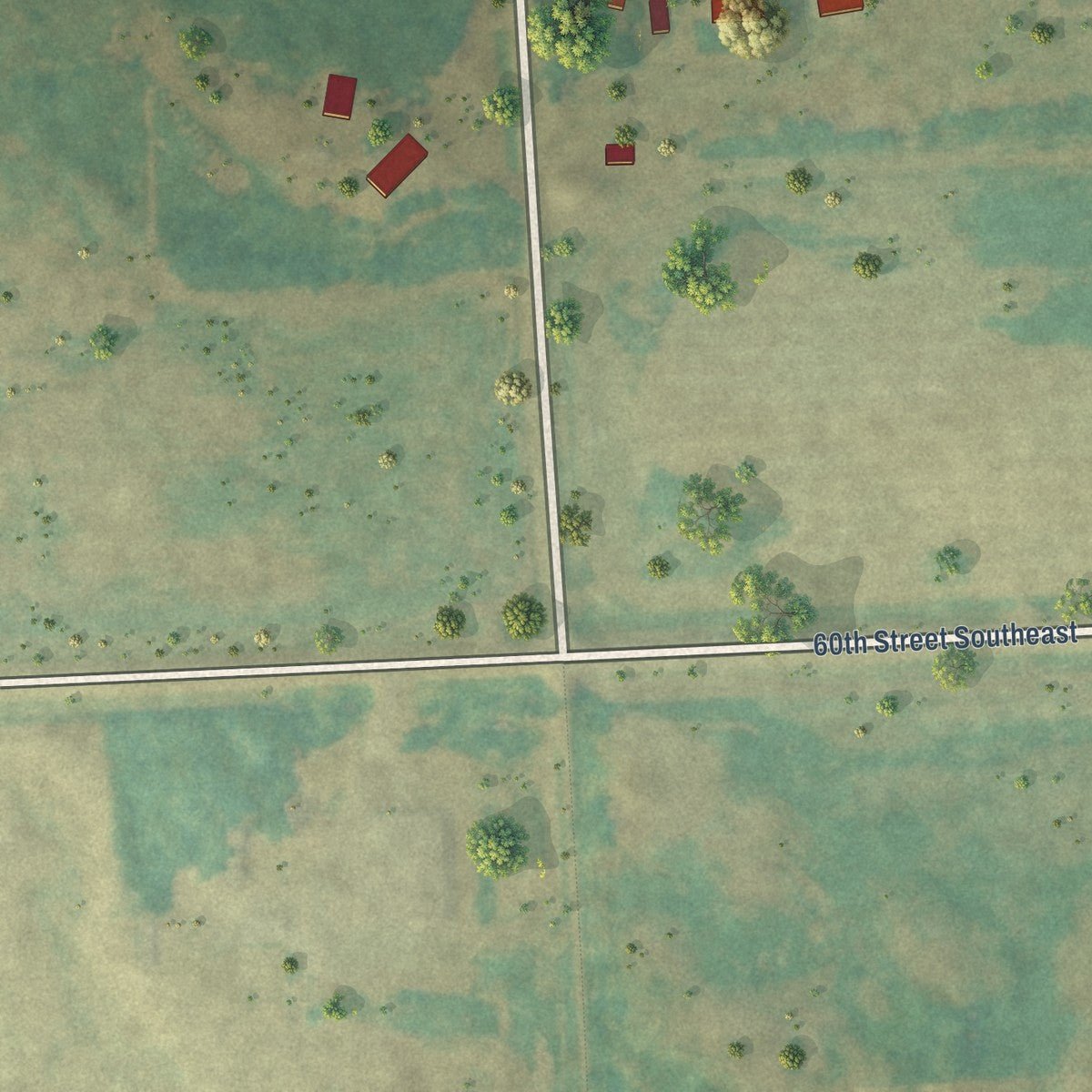 Second close-up of the map of Walcott, North Dakota print showing more streets and buildings