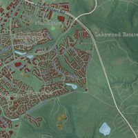 Second close-up of the map of Waldorf, Maryland print showing more streets and buildings