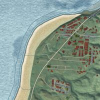 Second close-up of the map of Waldport, Oregon print showing more streets and buildings