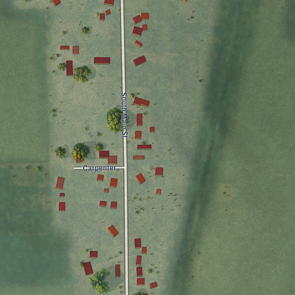Second close-up of the map of Waldron, Michigan print showing more streets and buildings