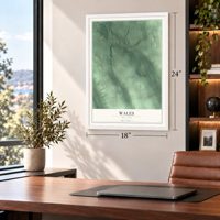 Wales, New York map, 18 x 24 inch print in a white frame in a home office