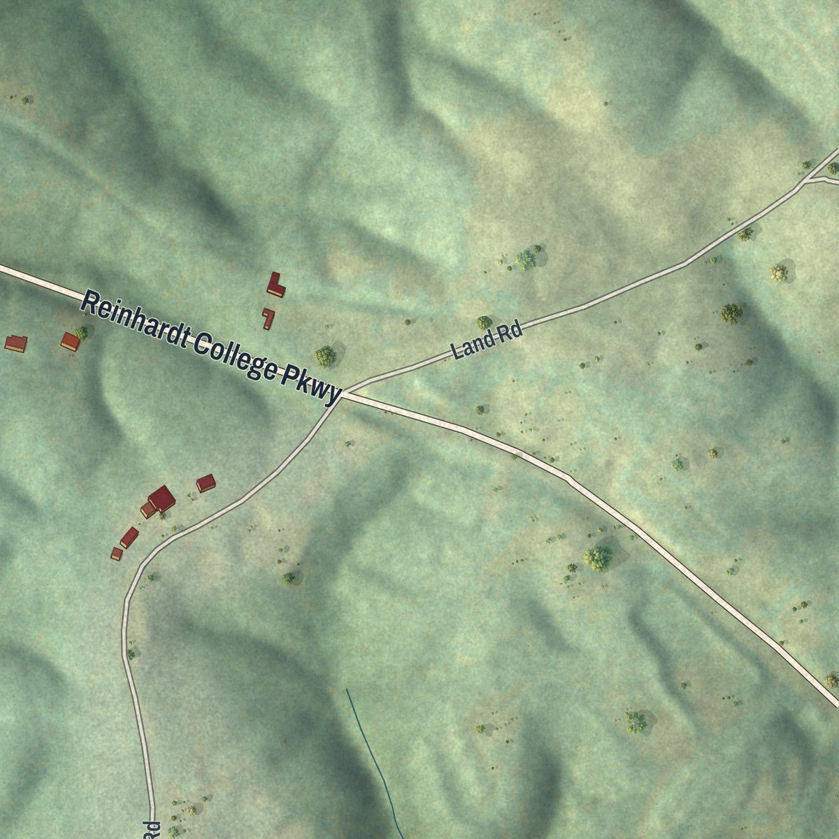 Second close-up of the map of Waleska, Georgia print showing more streets and buildings