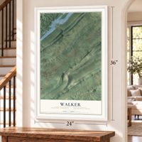 Walker, Centre County, Pennsylvania map, 24 x 36 inch print in a white frame by a staircase