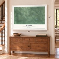 Walker, Cheboygan County, Michigan map, 24 x 36 inch print in a white frame above a dresser by a staircase