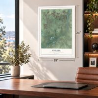 Walker, Kent County, Michigan map, 18 x 24 inch print in a white frame in a home office