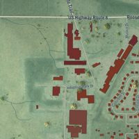 Second close-up of the map of Walkerton, Indiana print showing more streets and buildings