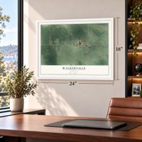 Walkerville, Michigan map, 18 x 24 inch print in a white frame in a home office