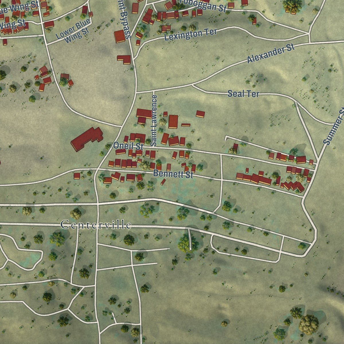 Second close-up of the map of Walkerville, Montana print showing more streets and buildings