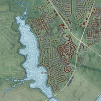 Second close-up of the map of Wall, New Jersey print showing more streets and buildings