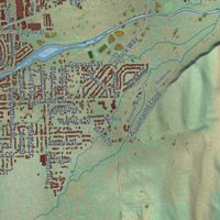 Second close-up of the map of Walla Walla, Washington print showing more streets and buildings