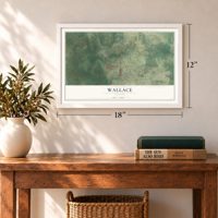 Wallace, Florida map, 12 x 18 inch print in a white frame in an entryway