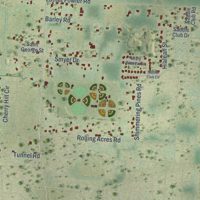 Second close-up of the map of Wallace, Florida print showing more streets and buildings