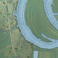 Second close-up of the map of Wallace Ridge, Louisiana print showing more streets and buildings