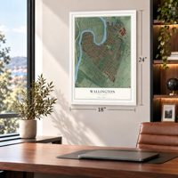 Wallington, New Jersey map, 18 x 24 inch print in a white frame in a home office