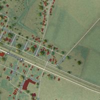 Second close-up of the map of Wallis, Texas print showing more streets and buildings