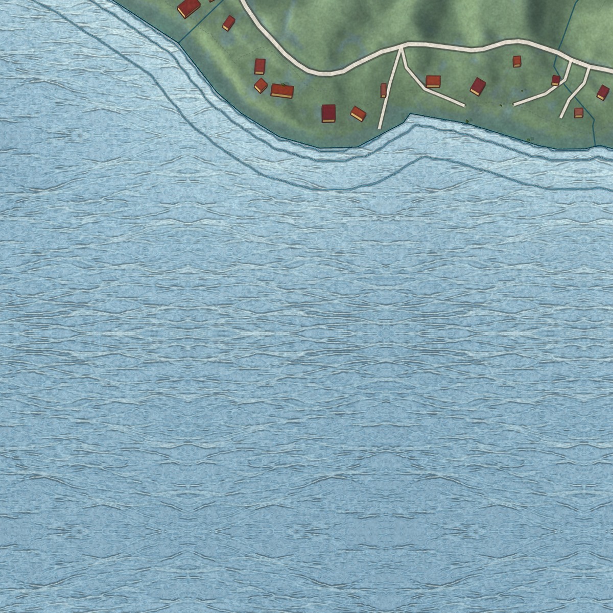 Second close-up of the map of Walloon Lake, Michigan print showing more streets and buildings