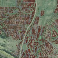 Second close-up of the map of Walnut Creek, California print showing more streets and buildings