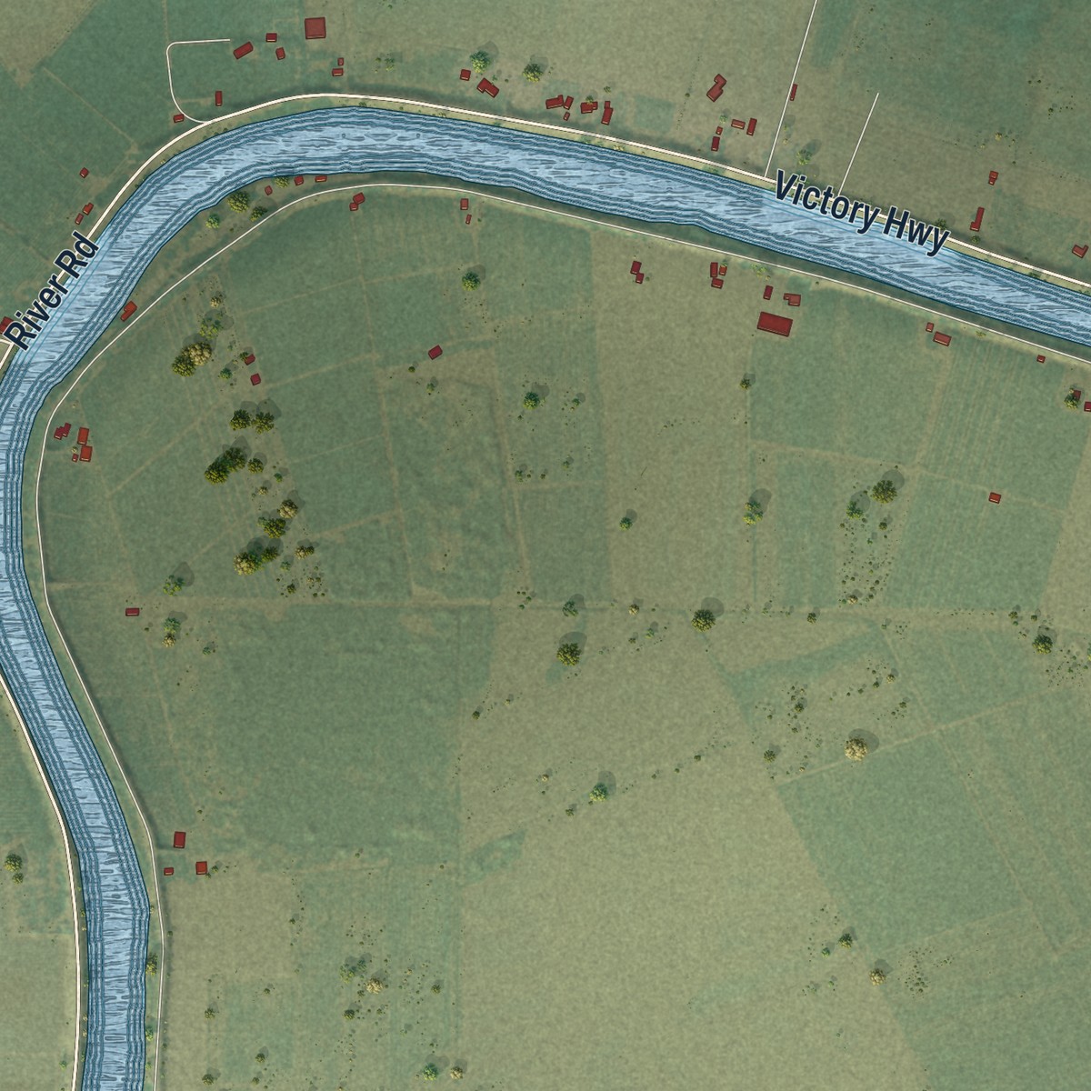 Second close-up of the map of Walnut Grove, California print showing more streets and buildings
