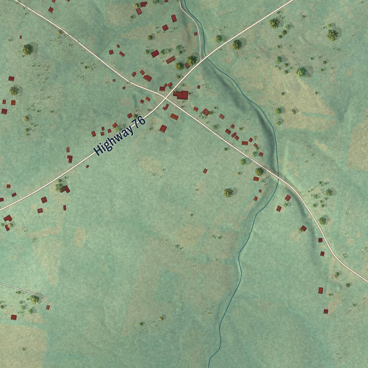 Second close-up of the map of Walnut Grove, Sumner County, Tennessee print showing more streets and buildings