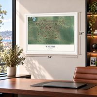 Walnut, Illinois map, 18 x 24 inch print in a white frame in a home office