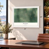 Walnut, Kansas map, 18 x 24 inch print in a white frame in a home office