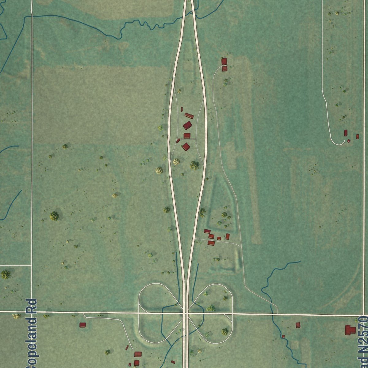 Second close-up of the map of Walters, Oklahoma print showing more streets and buildings
