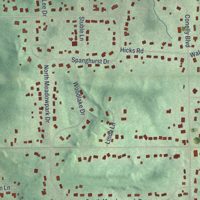 Second close-up of the map of Walton Hills, Ohio print showing more streets and buildings