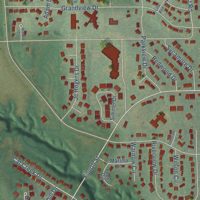Second close-up of the map of Wamego, Kansas print showing more streets and buildings