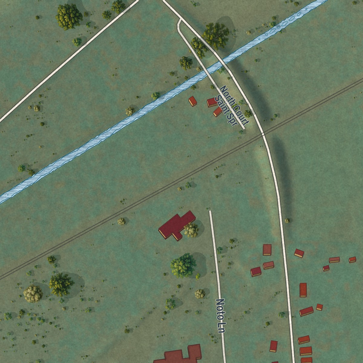 Second close-up of the map of Wampsville, New York print showing more streets and buildings