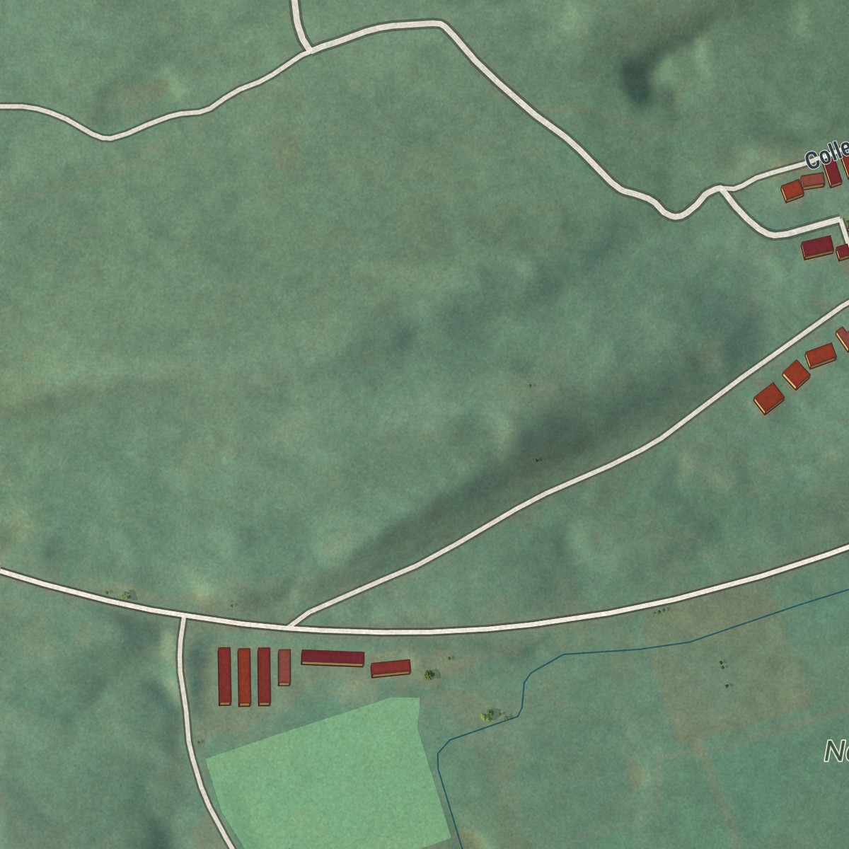 Second close-up of the map of Wanamie, Pennsylvania print showing more streets and buildings