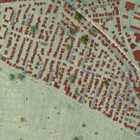 Second close-up of the map of Wanskuck, Rhode Island print showing more streets and buildings