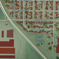 Second close-up of the map of Wapato, Washington print showing more streets and buildings