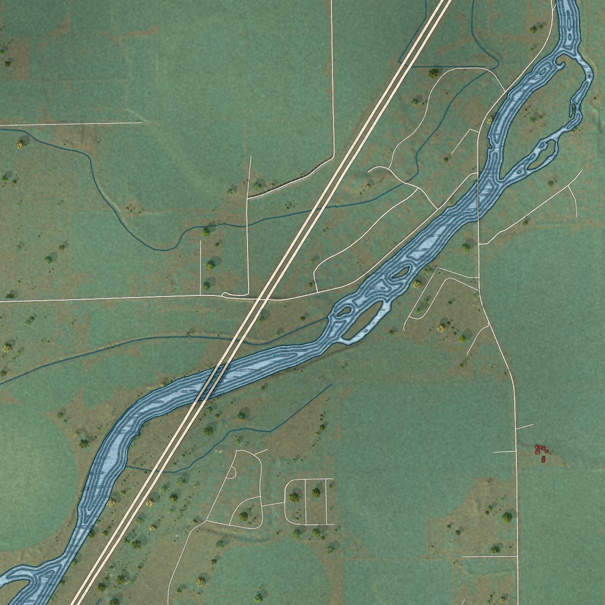 Second close-up of the map of Wapello, Idaho print showing more streets and buildings