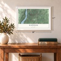 Wappinger, New York map, 12 x 18 inch print in a white frame in an entryway