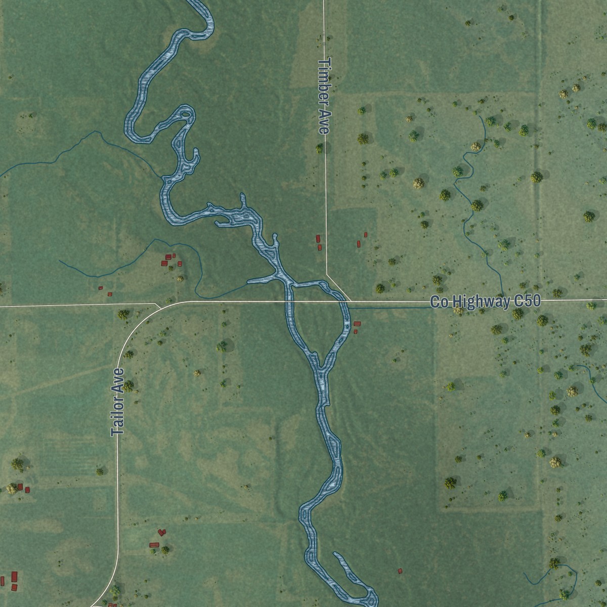 Second close-up of the map of Wapsie, Iowa print showing more streets and buildings